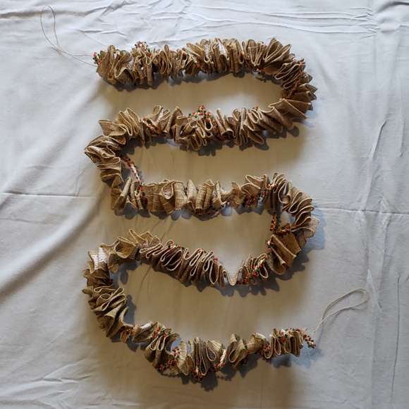 Newly Handmade 7 Foot Embellished Burlap Garland - Picture 2 of 8